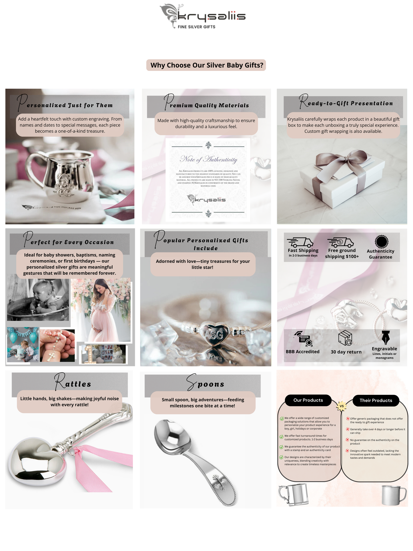 Sterling Silver Shapes Baby Spoon by Krysaliis