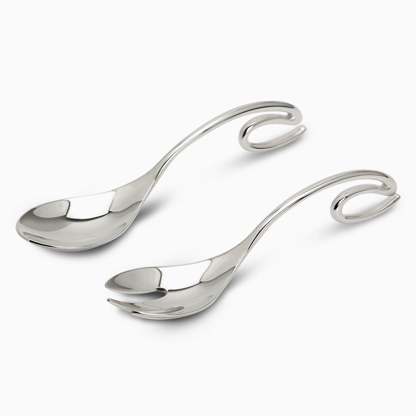 Curve Sterling Silver Baby Spoon and Fork Set By Krysaliis