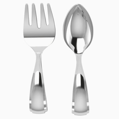 Bent Curved Sterling Silver Baby Spoon & Fork Set by Krysaliis