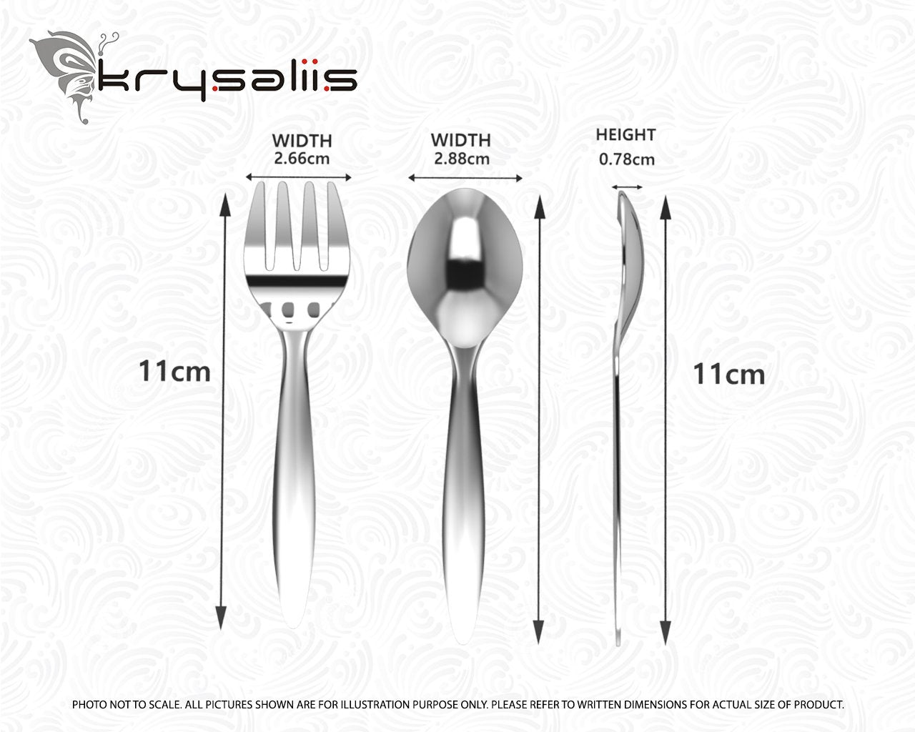 Classic Sterling Silver Baby Spoon & Fork set by Krysaliis