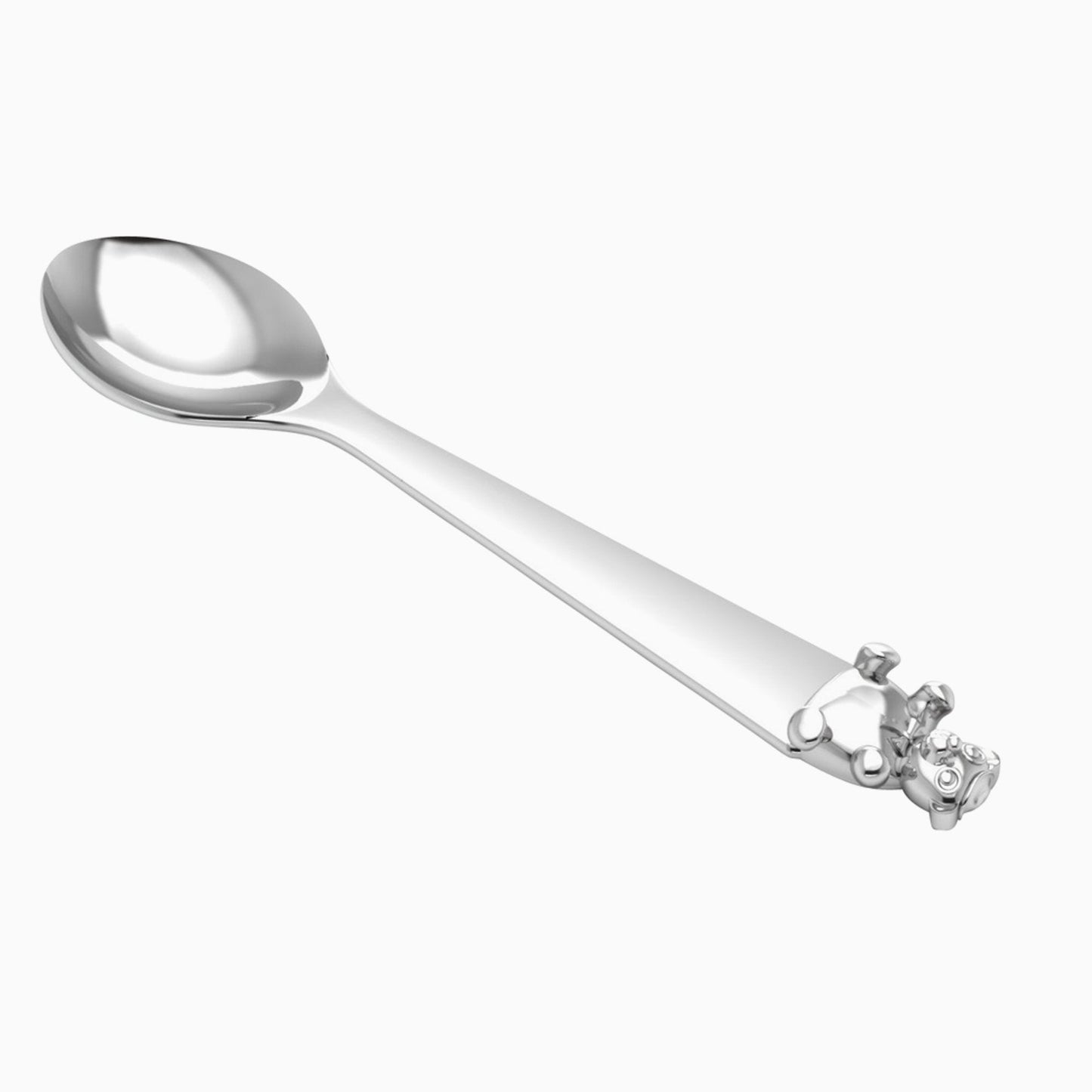 Teddy Sterling Silver Baby Feeding Spoon by Krysaliis