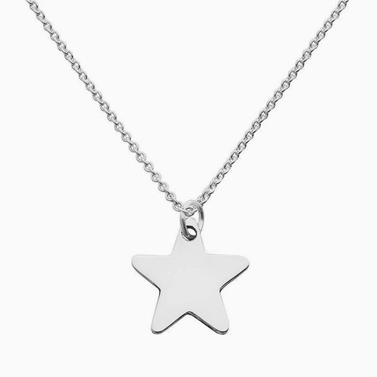 Sterling Silver Classic Engravable Star Baby Pendant with Chain by Krysaliis