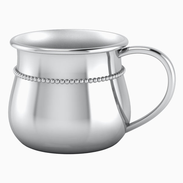 Classic Bulge Beaded Silver Plated Baby Cup by Krysaliis