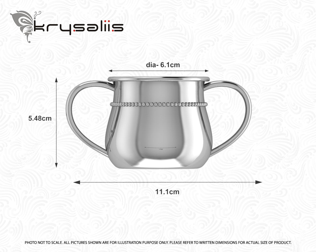 Beaded 2 Handle Silver Plated Baby Cup by Krysaliis