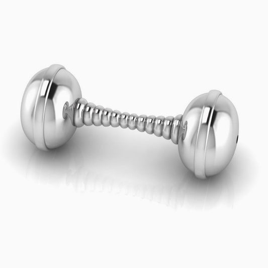 Silver Plated Spiral Dumbbell Baby Rattle by Krysaliis