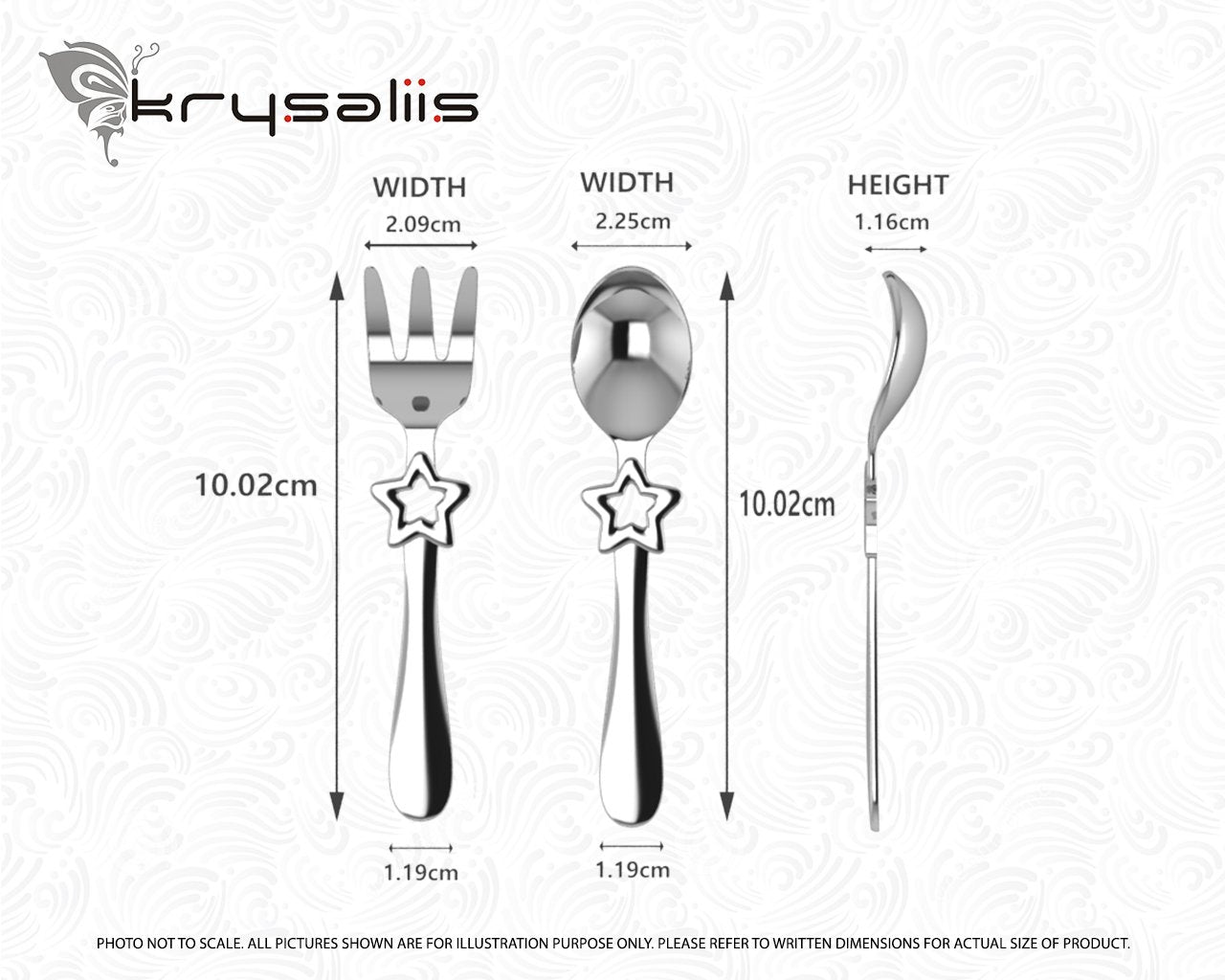 Star Silver Plated Baby Spoon and Fork Set by Krysaliis