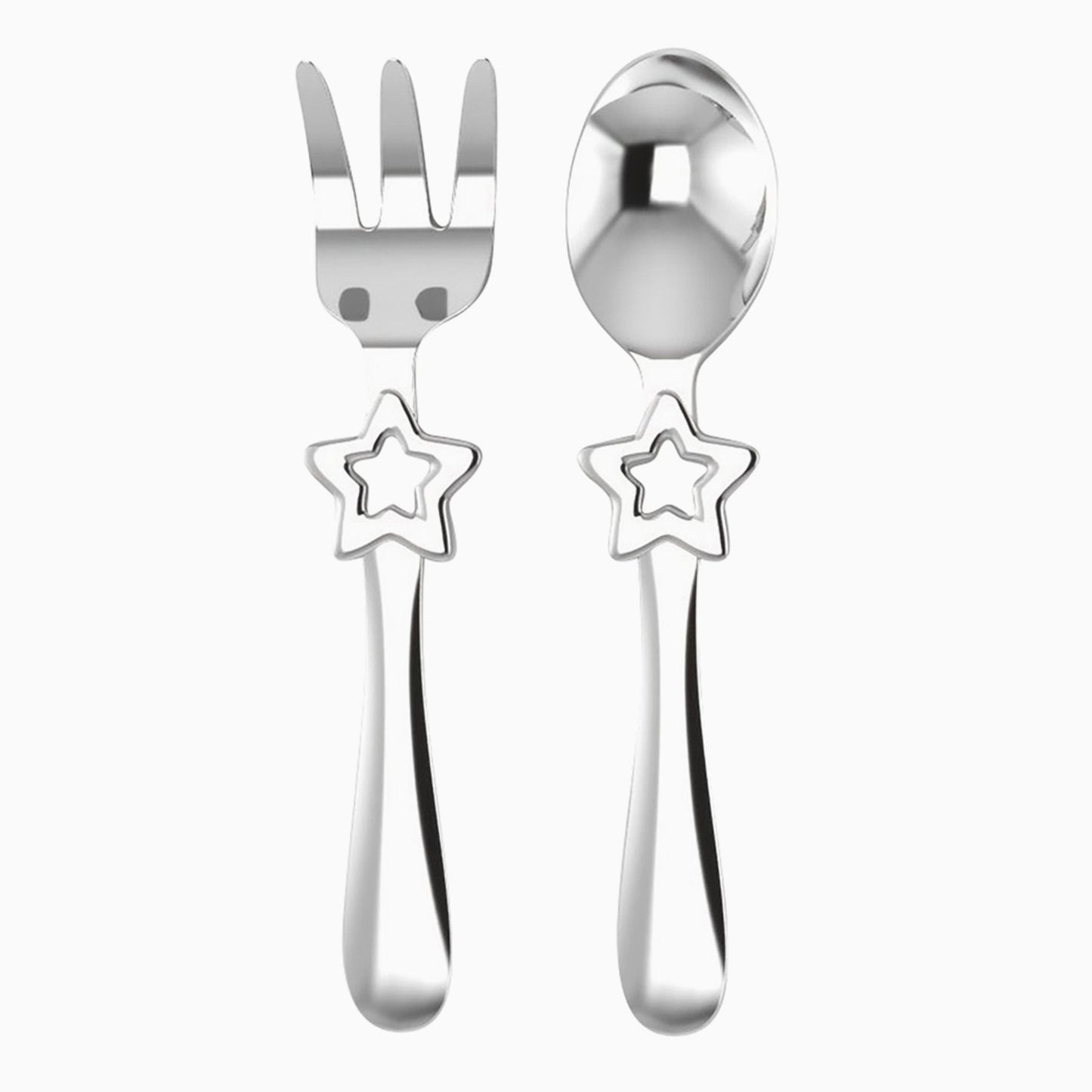 Star Silver Plated Baby Spoon and Fork Set by Krysaliis