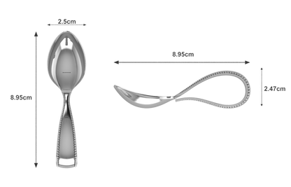 Sterling Silver Beaded Loop Baby Feeding Spoon by Krysaliis - All Silver Gifts