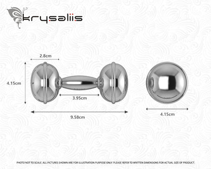 925 Sterling Silver Engravable Dumbbell Baby Rattle by Krysaliis - All Silver Gifts