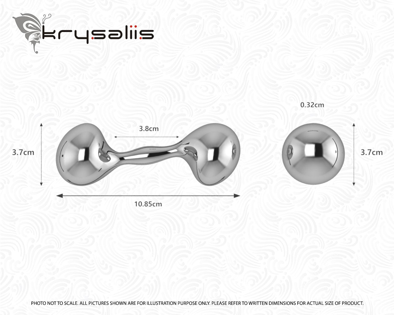 Sterling Silver New Generation Dumbbell by Krysaliis - All Silver Gifts