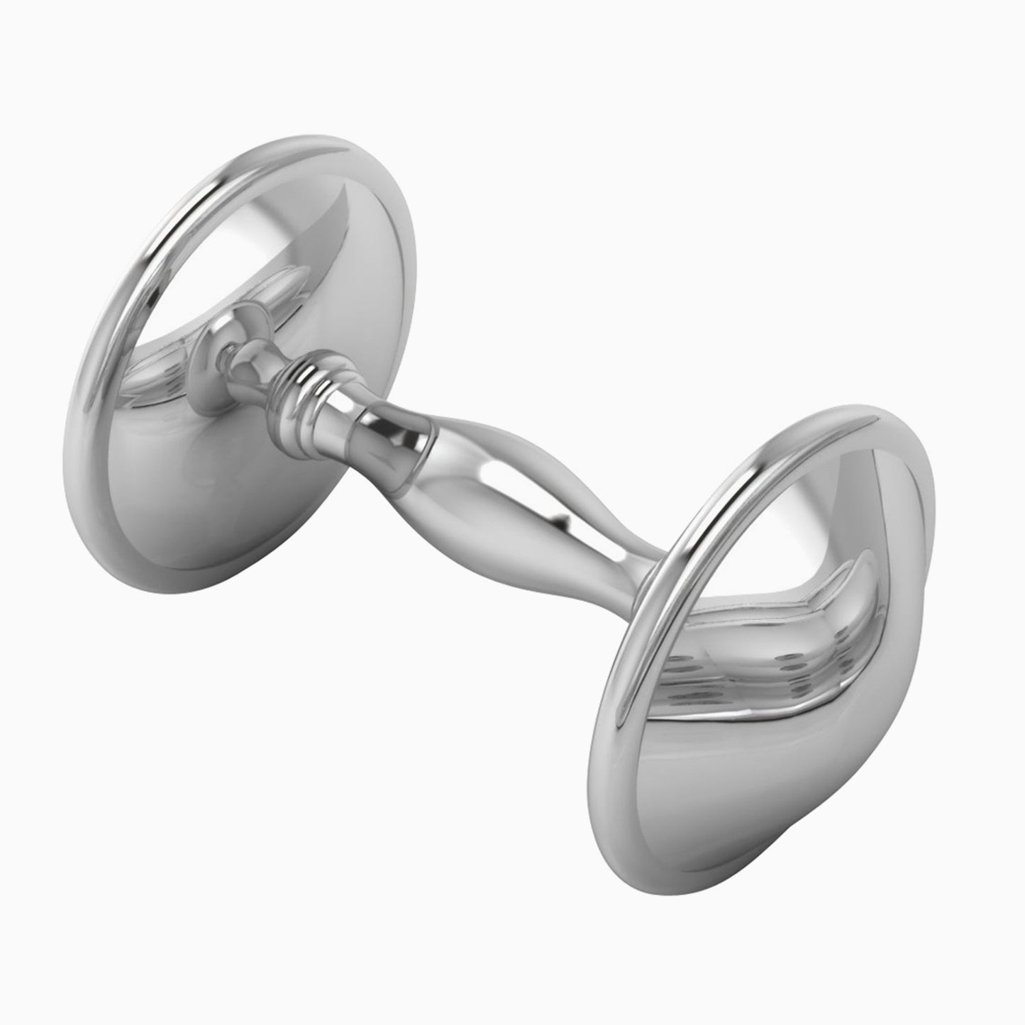 Sterling Silver Plain Dumbbell Baby Rattle by Krysaliis