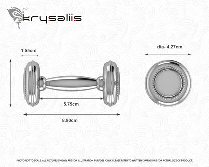 Sterling Silver Beaded Dumbbell Rattle by Krysaliis - All Silver Gifts