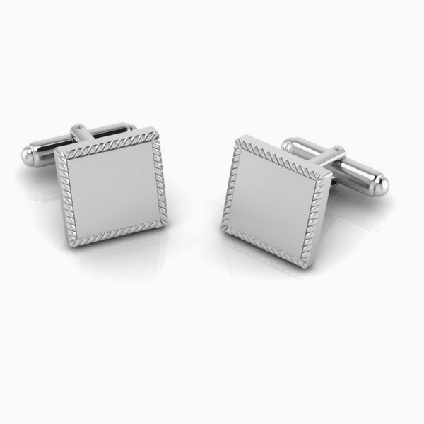 Rope Square Sterling Silver Cufflinks by Krysaliis