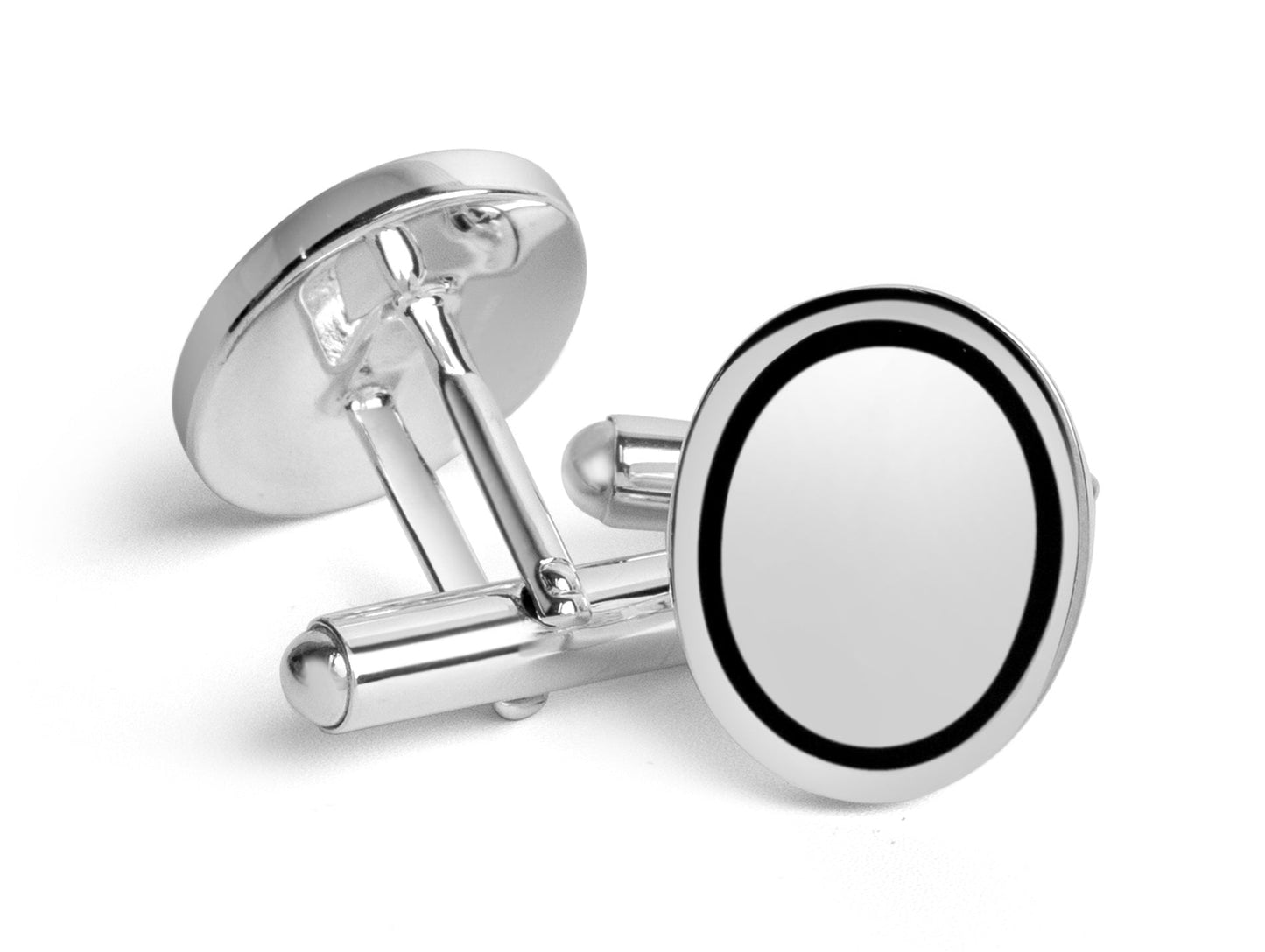 Krysaliis Sterling Silver Oval Enamel Cufflinks