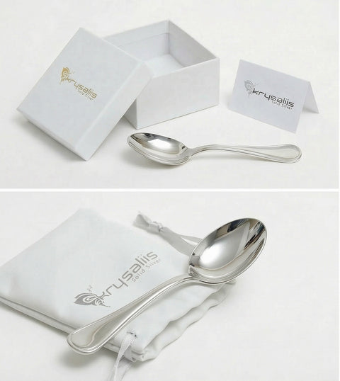 Classic Sterling Silver Baby Feeding Spoon by Krysaliis