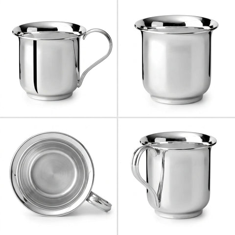 Krysaliis Sterling Silver Classic Mug Shape Baby Cup with Smooth Handle