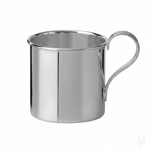 Krysaliis Sterling Silver Baby Cup with Smooth Handle Flat Rim Shape