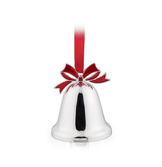 Krysaliis Silver Plated Christmas Bell Ornament Bow