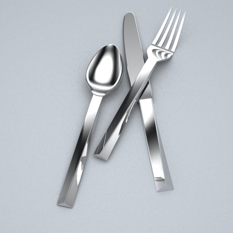 Facet 3-piece Sterling Silver Flatware Set by Krysaliis