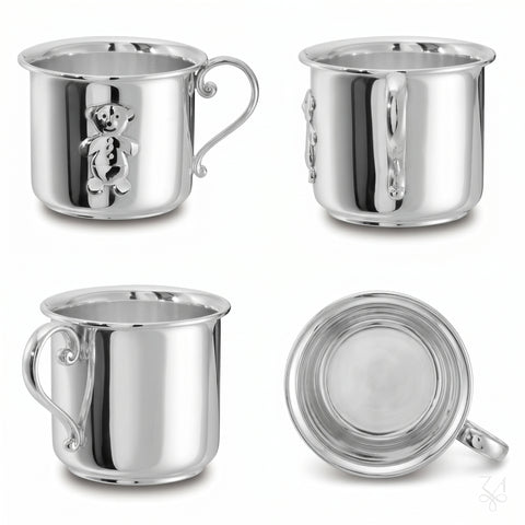 Krysaliis Sterling Silver Baby Cup with handle - Bear Kikko