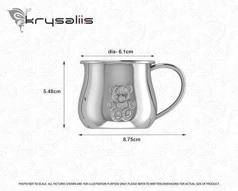 Krysaliis Silver Plated Bear Baby Cup Measurements