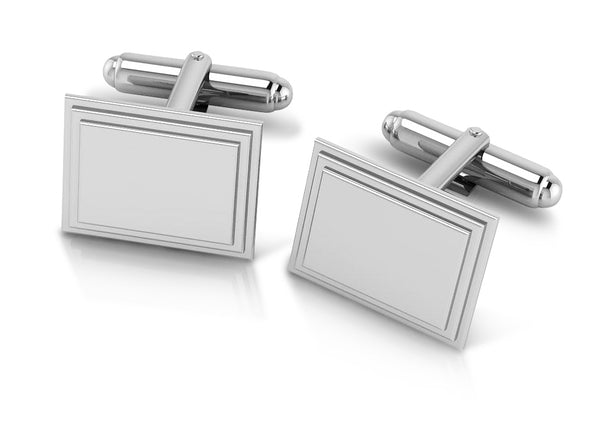 Krysaliis Sterling Engravable Stepped Edge Rectangle Cufflink