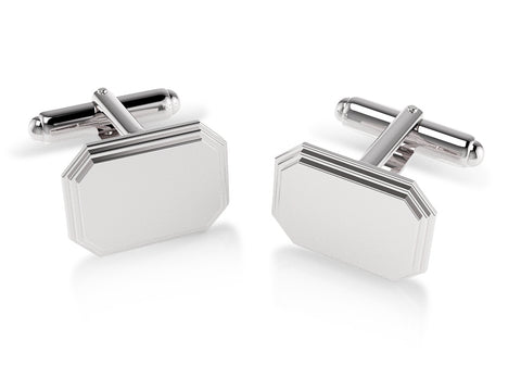 Krysaliis Sterling Engravable Stepped Edge Hexagon Cufflink