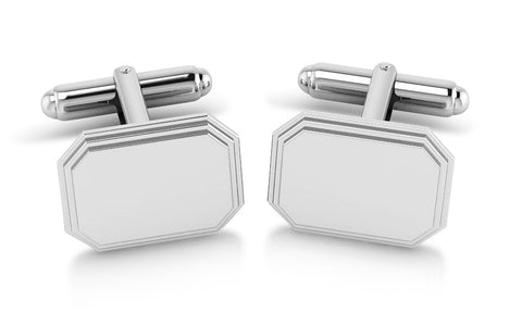 Krysaliis Sterling Engravable Stepped Edge Hexagon Cufflink