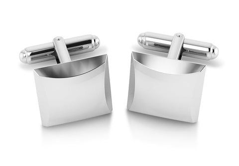 Krysaliis Sterling Engravable Beveled Edge Cufflink