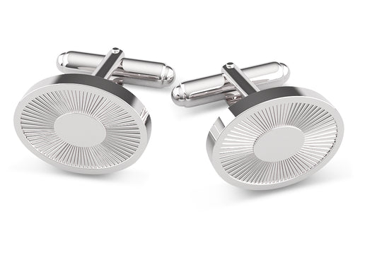 Krysaliis Sterling Grooved Round Cufflinks