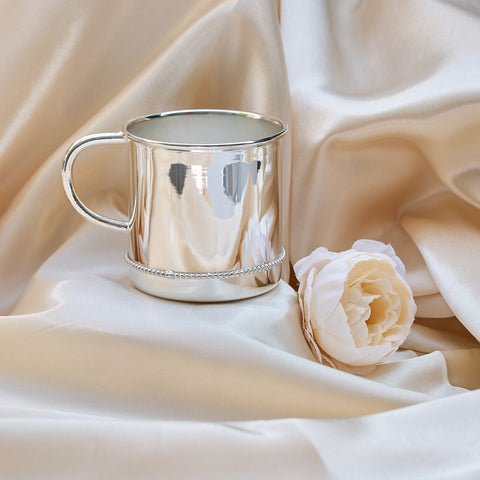 Krysaliis Classic Beaded Silver Baby Cup – Traditional Sterling Silver Drinking Cup