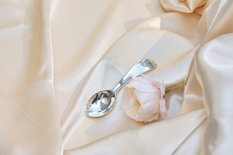 Krysaliis Beaded Silver Baby Feeding Spoon – Decorative Sterling Silver Gift Spoon