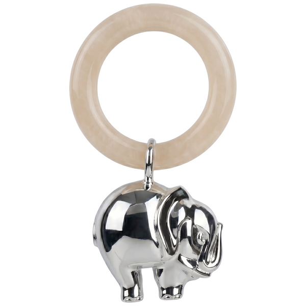 Krysaliis Sterling Silver Baby Rattle - Elephant Ring