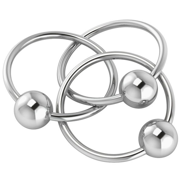 Krysaliis Sterling Silver Baby Teether & Rattle - 3 Ring