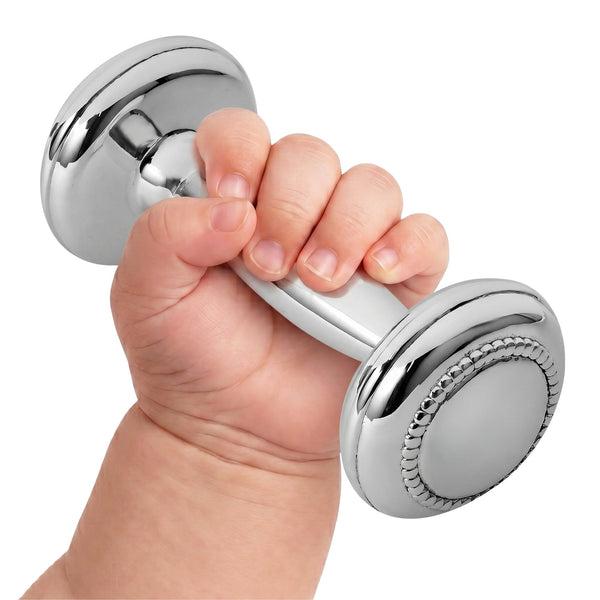 Krysaliis Sterling Silver Dumbbell Rattle -  Beaded