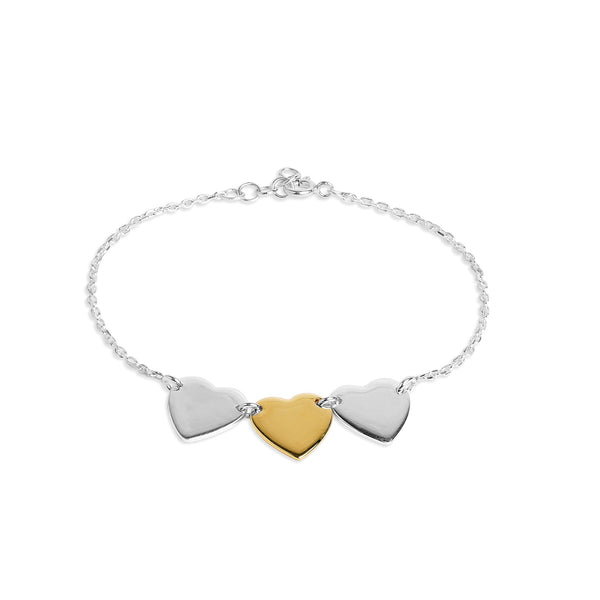 Mysha Personalized Eternal Name Sterling Silver & Gold Triple Heart Bracelet