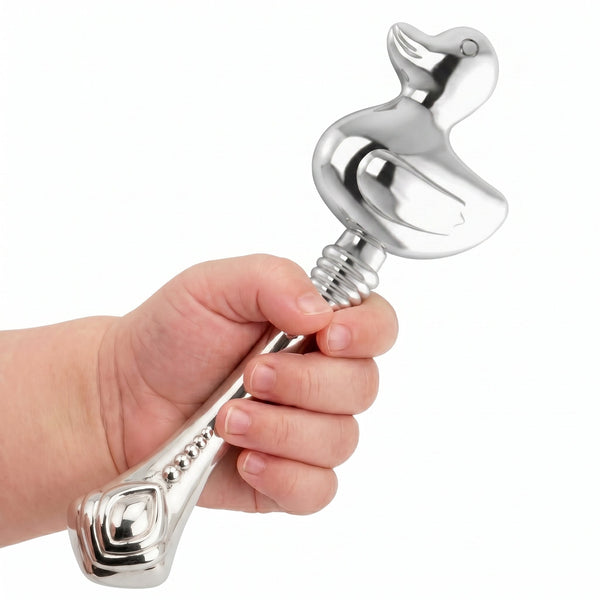 Krysaliis Sterling Silver Baby Rattle - Duck