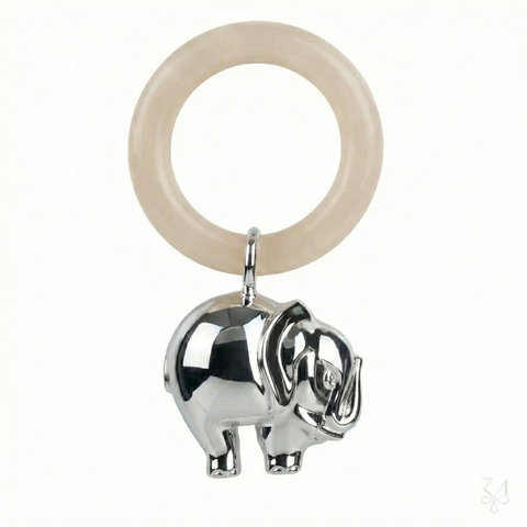 Elephant Ring Sterling Silver Baby Rattle by Krysaliis