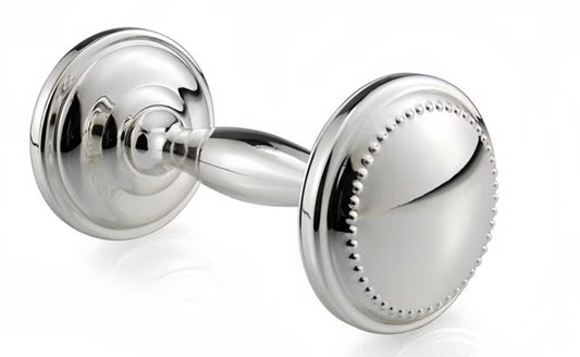 Baby Silver Plated Beaded Rattle by Krysaliis