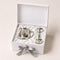 Krysaliis High Micron Sterling Silver Baby Teddy Embossed Cup & Rattle Set