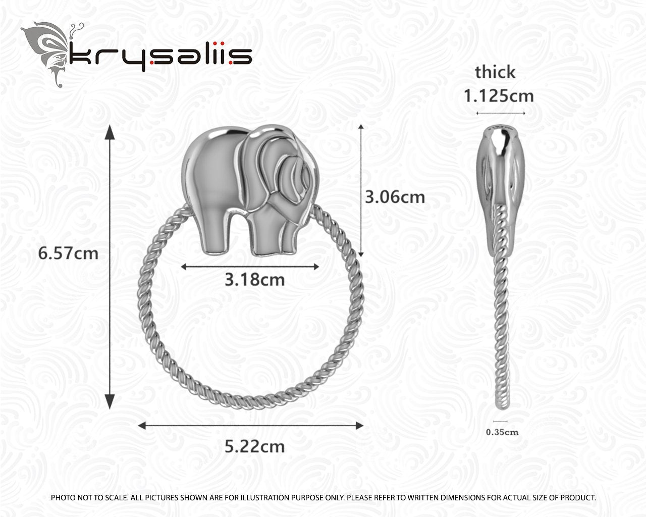 Sterling Silver Rope Ring Elephant Rattle by Krysaliis