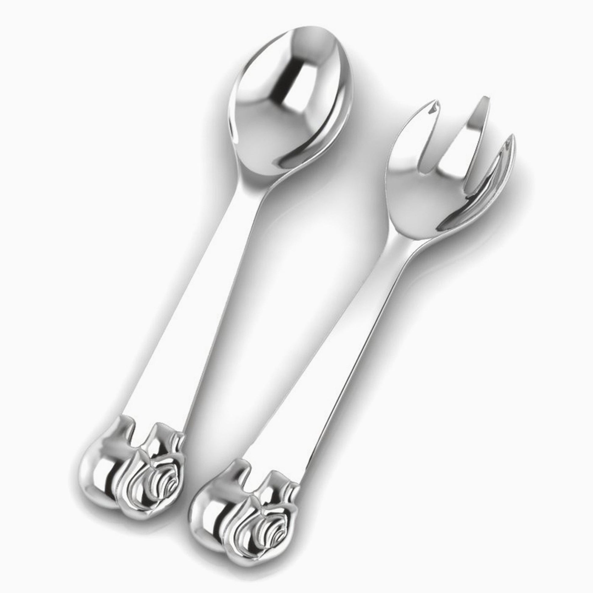 Beaded Sterling Silver Baby Spoon & Fork Set by Krysaliis