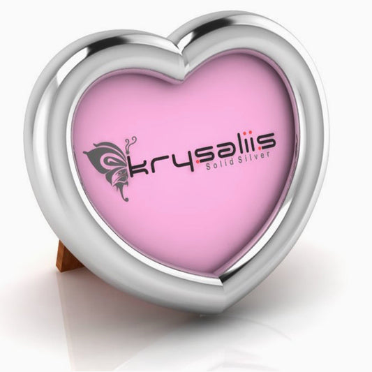 Krysaliis Classic Heart Sterling Silver Picture Frame - Pink Stand