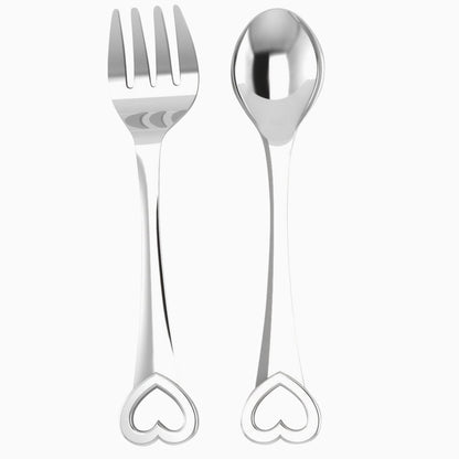 Heart Sterling Silver Baby Spoon & Fork set by Krysaliis