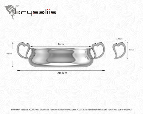 Sterling Silver Heart Baby Porringer by Krysaliis - All Silver Gifts