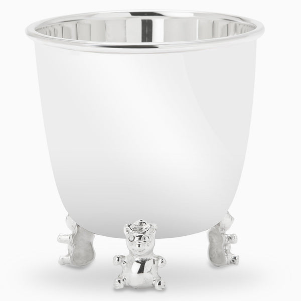 Teddy Sterling Silver Baby Feeding Cup by Krysaliis