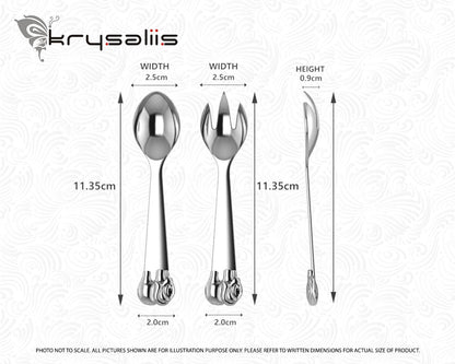 Sterling Silver Elephant Baby Feeding Spoon & Fork Set by Krysaliis