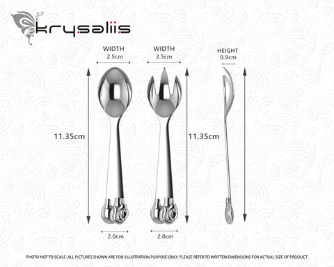 Sterling Silver Elephant Baby Feeding Spoon & Fork Set by Krysaliis