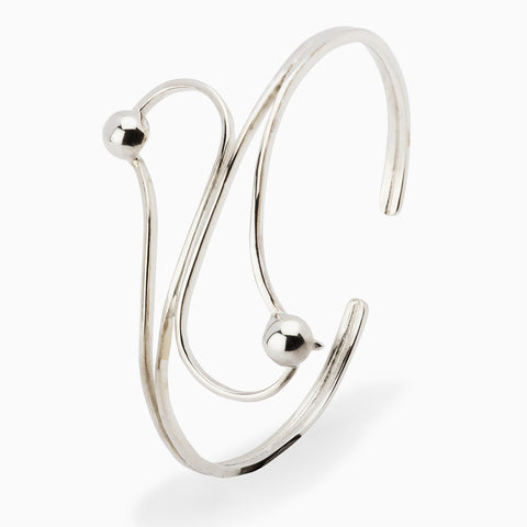 Sterling Silver Baby Curve & Ball Bracelet Bangle by Krysaliis