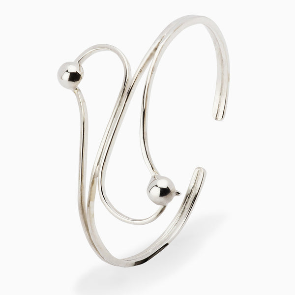 Sterling Silver Baby Curve & Ball Bracelet Bangle by Krysaliis